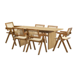 180cm Rectangular Dining Table with 6PCS Dining Chairs Wooden Walnut