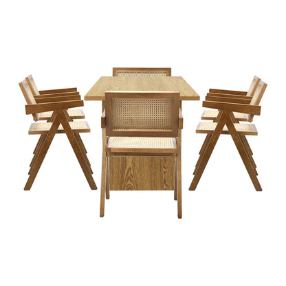 180cm Rectangular Dining Table with 6PCS Dining Chairs Wooden Walnut