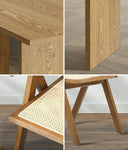 180cm Rectangular Dining Table with 6PCS Dining Chairs Wooden Walnut