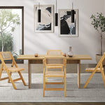 180cm Rectangular Dining Table with 4PCS Dining Chairs Foldable Natural