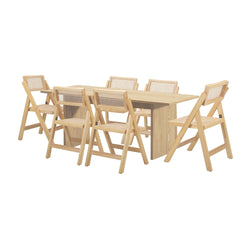 180cm Rectangular Dining Table with 6PCS Dining Chairs Foldable Natural