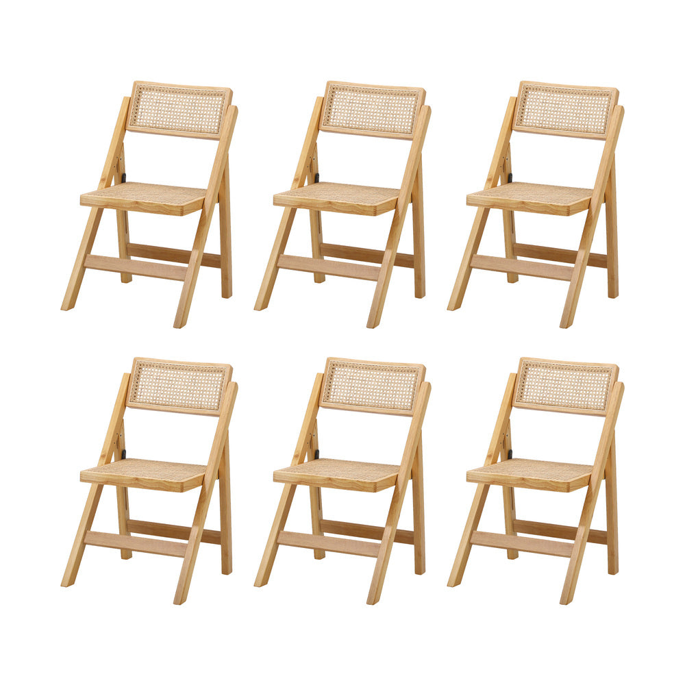 180cm Rectangular Dining Table with 6PCS Dining Chairs Foldable Natural