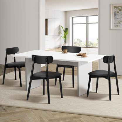 4-Seater Dining Table and Chairs Set Wooden Black Modern Kitchen Furniture