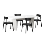 4-Seater Dining Table and Chairs Set Wooden Black Modern Kitchen Furniture