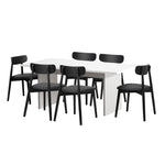 6-Seater Dining Table and Chairs Set Wooden Black & White for Kitchen or Dining Room