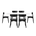 6-Seater Dining Table and Chairs Set Wooden Black & White for Kitchen or Dining Room