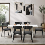 6-Seater Dining Table and Chairs Set Wooden Black & White for Kitchen or Dining Room
