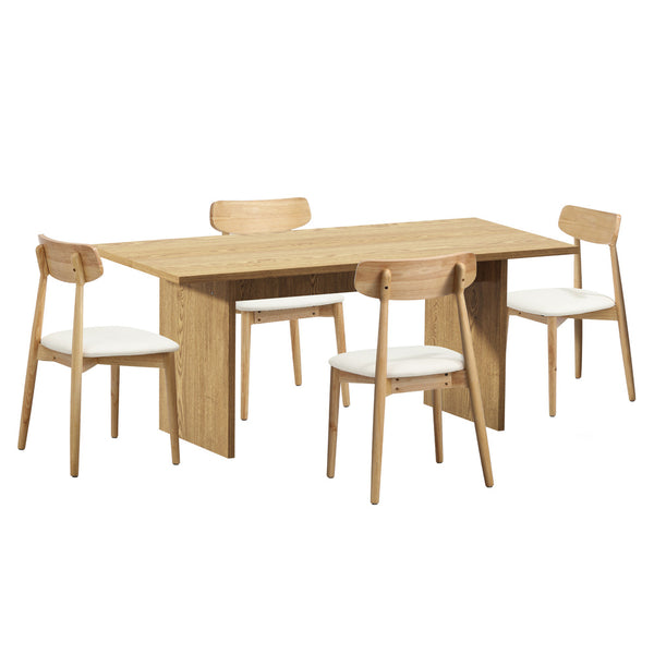  4-Seater Dining Table and Chairs Set Wooden Black Modern Kitchen Furniture
