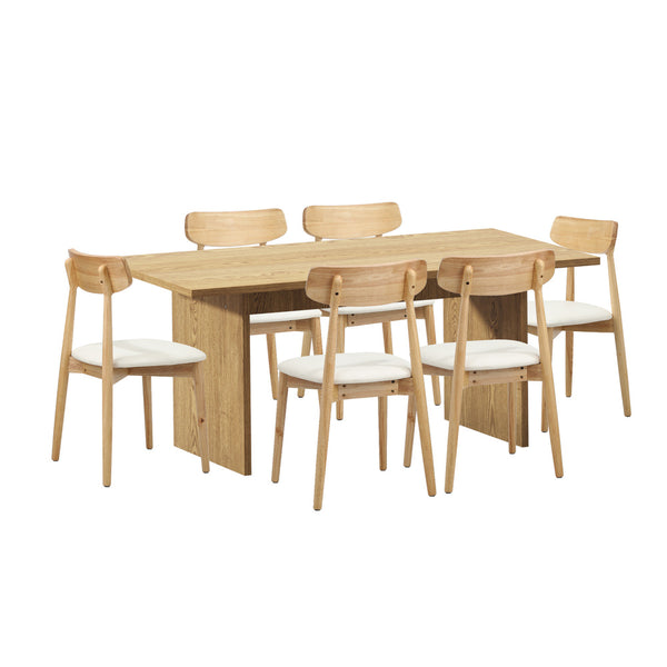  Wooden 6-Seater Dining Table and Chairs Set for Kitchen or Dining Room