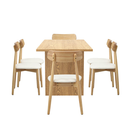 Wooden 6-Seater Dining Table and Chairs Set for Kitchen or Dining Room