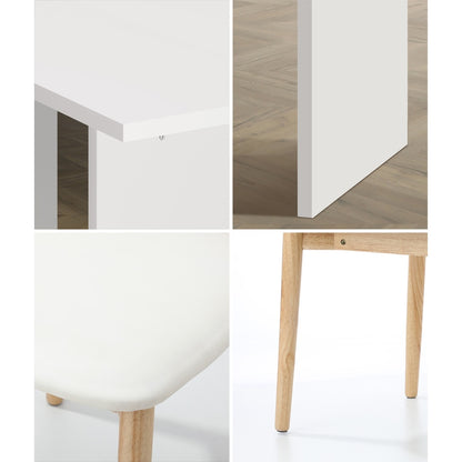 4-Seater Dining Table and Chairs Set Wooden White Modern Kitchen Furniture