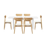 6-Seater Dining Table and Chairs Set Wooden Black & White for Kitchen or Dining Room