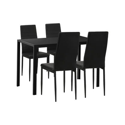 120cm Rectangle Dining Table with 4PCS Dining Chairs Wooden Black
