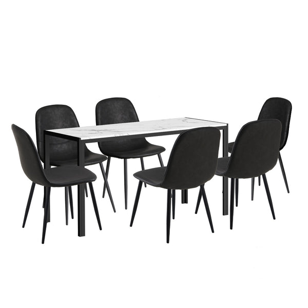  6-Seater Dining Set 1.4m Rectangular Table and Chairs