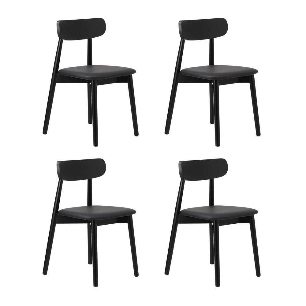 Dining Table 1.2m with 4PCS Wooden PU Leather Chairs White & Black Set