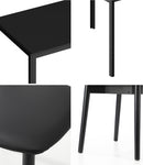 1.4m Dining Table with 6PCS Wooden Chairs Set Black PU Leather for Kitchen