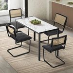 Rectangle Dining Table with Dining Chairs Leather Black