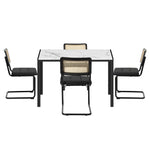 Rectangle Dining Table with Dining Chairs Leather Black