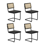 Rectangle Dining Table with Dining Chairs Leather Black