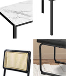 Rectangle Dining Table with Dining Chairs Leather Black