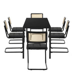 Rectangle Dining Table with Dining Chairs Leather Black