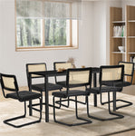 Rectangle Dining Table with Dining Chairs Leather Black