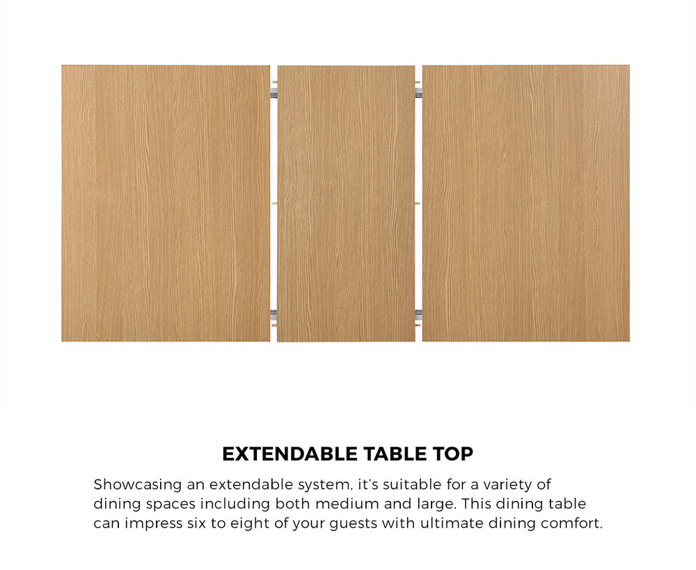 200cm Extendable Dining Table with 6PCS Dining Chairs PU Leather White
