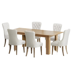 200cm Extendable Dining Table with 6PCS Dining Chairs Velvet Beige