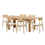 200cm Extendable Dining Table with 6x Dining Chairs PU Leather Natural