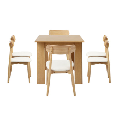 200cm Extendable Dining Table with 6x Dining Chairs PU Leather Natural