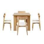 200cm Extendable Dining Table with 6x Dining Chairs PU Leather Natural