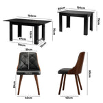 160cm Extendable Dining Table with 4PCS/6PCS Chairs PU Leather