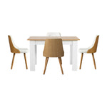 Extendable Dining Table & 4pcs Chair with Leather Seat
