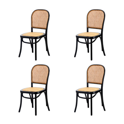 160cm Extendable Dining Table with 6PCS Dining Chairs Rattan Black