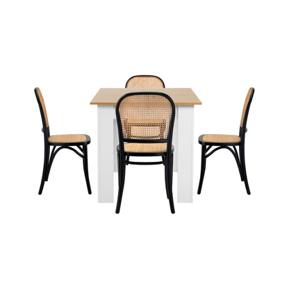 160cm Extendable Dining Table with 6PCS Chairs Rattan Natural
