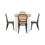 160cm Extendable Dining Table with Chairs Rattan Black/Natural