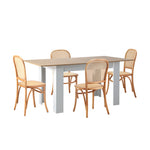 160cm Extendable Dining Table with Chairs Rattan Black/Natural