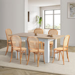 160cm Extendable Dining Table with Chairs Rattan Black/Natural