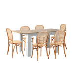 160cm Extendable Dining Table with Chairs Rattan Black/Natural