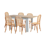 160cm Extendable Dining Table with Chairs Rattan Black/Natural