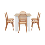 160cm Extendable Dining Table with Chairs Rattan Black/Natural