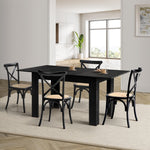 160cm Extendable Dining Table with Dining Chairs Geometric Black