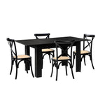 160cm Extendable Dining Table with Dining Chairs Geometric Black