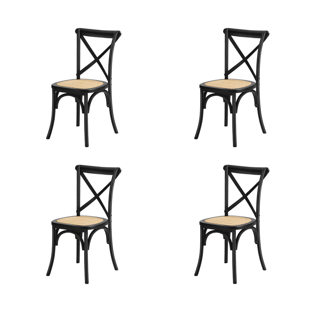 160cm Extendable Dining Table with 4PCS Dining Chairs Geometric Black