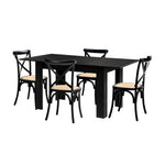 160cm Extendable Dining Table with Dining Chairs Geometric Black