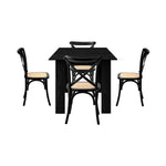 160cm Extendable Dining Table with Dining Chairs Geometric Black