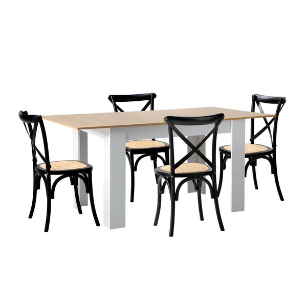  Extendable Dining Table with 4/6PCS Chairs Crossback