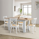 160cm Extendable Dining Table with 4PCS/6PCS Chairs Crossback White