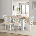 160cm Extendable Dining Table with 4PCS/6PCS Chairs Crossback White