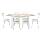 160cm Extendable Dining Table with 4PCS/6PCS Chairs Crossback White